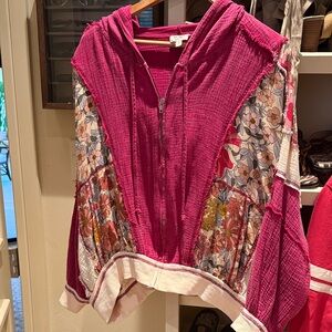 By Together Pink Floral Patchwork Hoodie